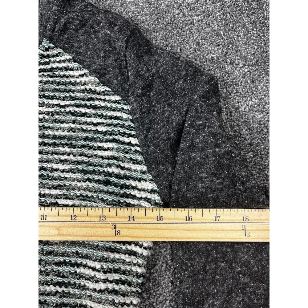 Lucky Brand‎ Sweater Womens XS Knit Boucle Stripe Full Zip Jacket Black & Gray